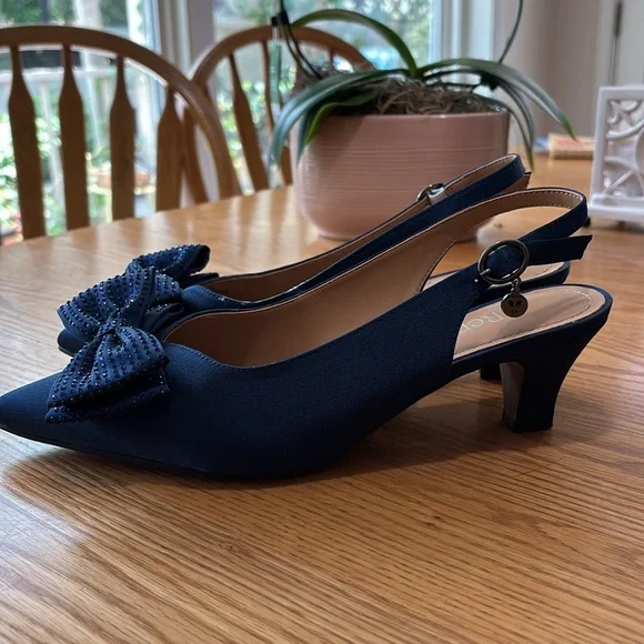 J.Renee Blue Elegant Heels with Decorative Bow - Picture 2 of 3